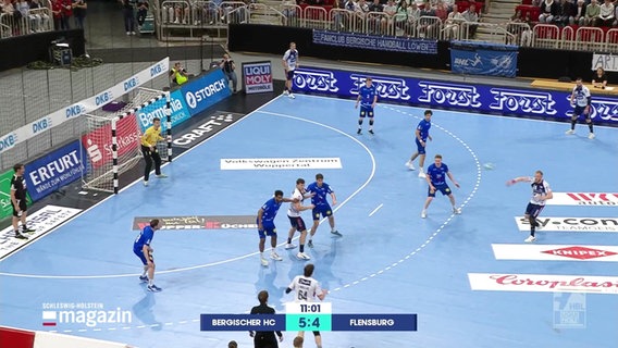 Spielfeldaufnahme während des Spiels von SG Flensburg-Handewitt und Bergischen HC am 02.06.2024. © Screenshot 